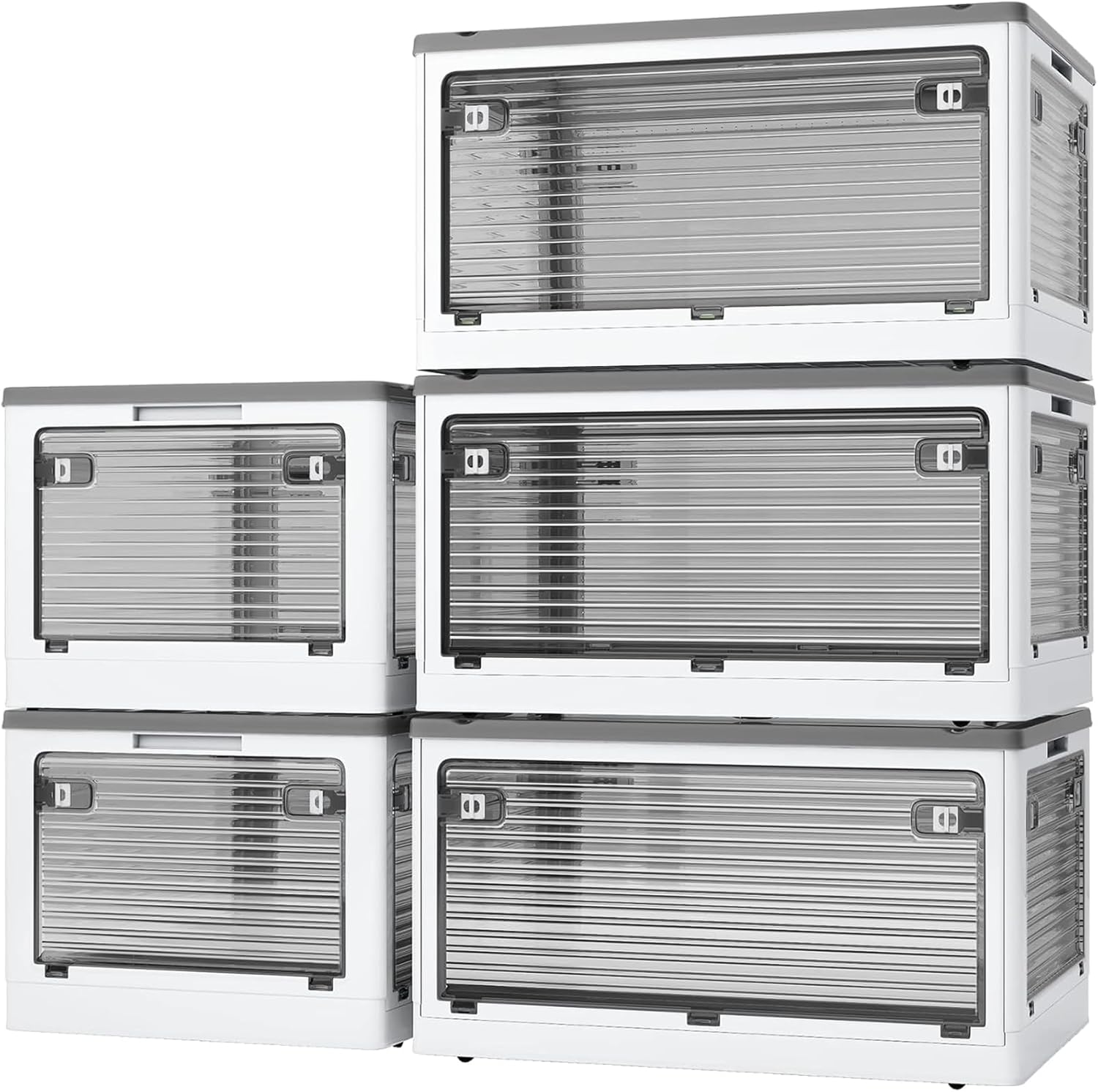 X XUNTAO【収納ボックス 折りたたみ】蓋付き 積み重ね 全方向から取り出せる 収納ケース 衣類 布団 小物 収納 折り畳み コンテナ ボックス 大型 プラスチック キャスター付き おしゃれ