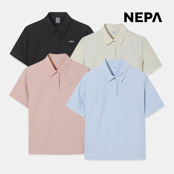 女性アイステックシェルモーションドット半袖ポロシャツ機能性冷感登山カラティ7M45231