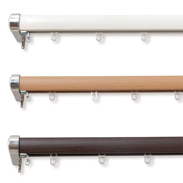 カーテンレール 伸縮 シングル 2m 長さ サイズ調整 おしゃれ 装飾レール 木目調 遮光 遮熱 光漏れ防止 省エネ サイド 端 横側 取り付け簡単 モダン スリム 細い