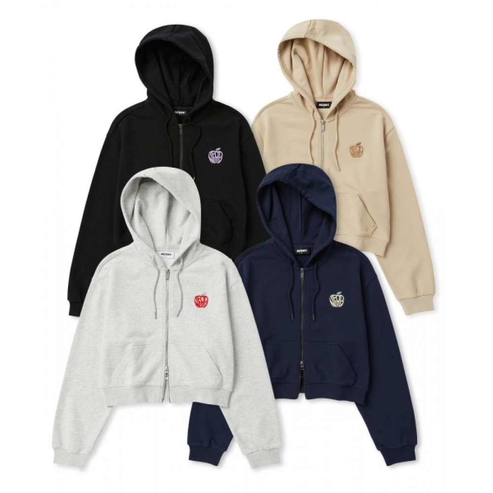 NERDY 女性用スフレクロップパーカージップアップ (24FW) (ブラック/ネイビー/メランジホワイト/ライトベージュ)