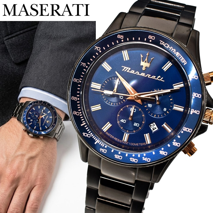マセラティ MASERATI メンズ 腕時計 SFIDA シルバー クロノグラフ タキメーター ガンメタ R8873640001