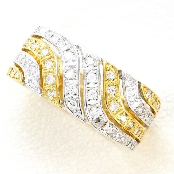 K18 18金 YGWG リング 指輪 13号 ダイヤ 0.30 カード鑑別書 ジュエリー 中古