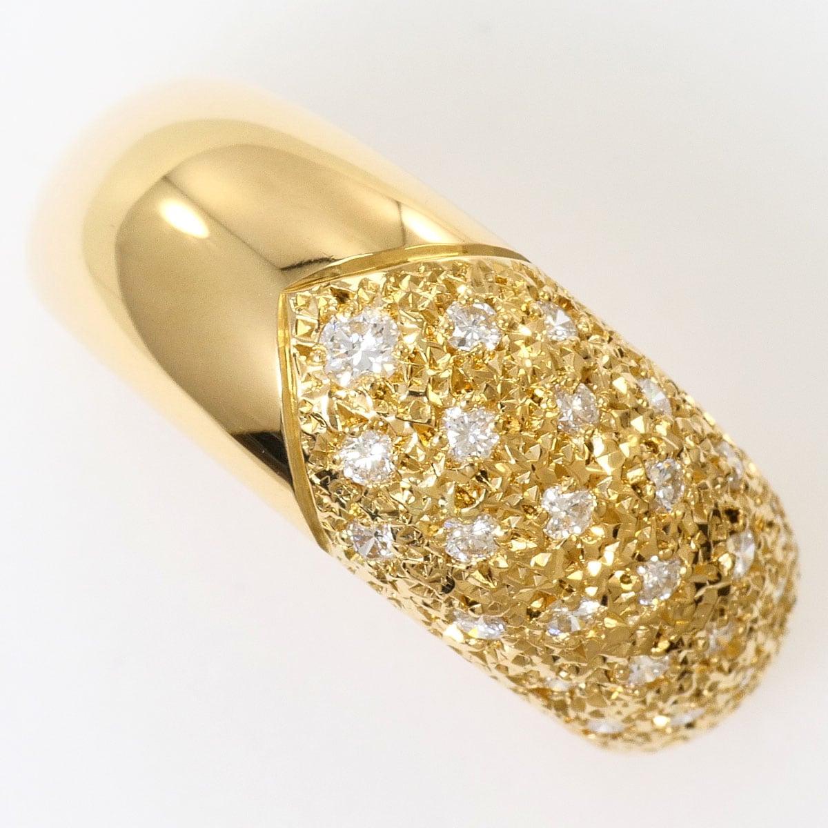 K18 18金 YG イエローゴールド リング・指輪 13号 ダイヤモンド 0.34ct 鑑別書 総重量約9.9g 中古