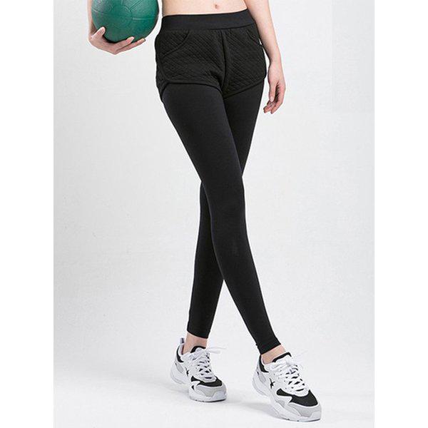 AP-0115 カバーアップ キルティング 10分丈レギンス ブラック