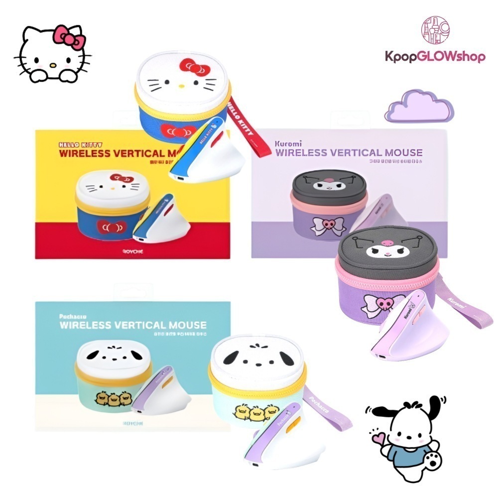 サンリオ バーティカル ワイヤレスマウス (ハローキティ/ポチャコ/クロミ) / ポーチ贈呈