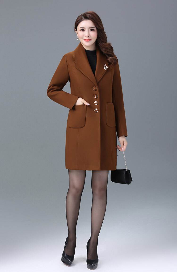 レディース コート チェスター ウール 長袖 ミディアム丈 個性的 アウター 袖あり Vネック 襟付き スリム シングルブレスト ポケット 前開き ボタン 異素材MIX お洒落 クール 大人女子 無地