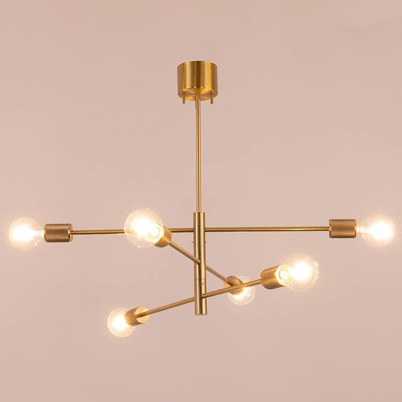 シーリングライト 真鍮 アンティーク 6灯 LED E26 電球対応 天井照明 レトロ 子供部屋 ダイニング リビング キッチン カフェ 食卓 玄関 トイレ おしゃれ 簡単取付 北欧 シンプル モダン