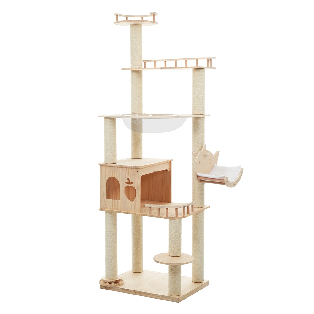 キャットタワー 猫タワー キャットツリー 据え置き 多頭飼い 宇宙船 ネコタワー 上り下りしやすい 爪とぎポール 木製 可愛い 子猫 大型猫 ペット用品 高い安定性 運動不足解消 おしゃれ 頑丈