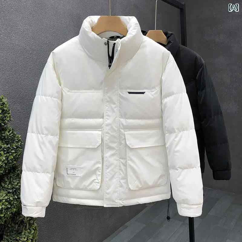 ダウン ジャケット メンズ 冬 厚手 アウター カジュアル 防水 ホワイト ブラック スタンドカラー 8,810円