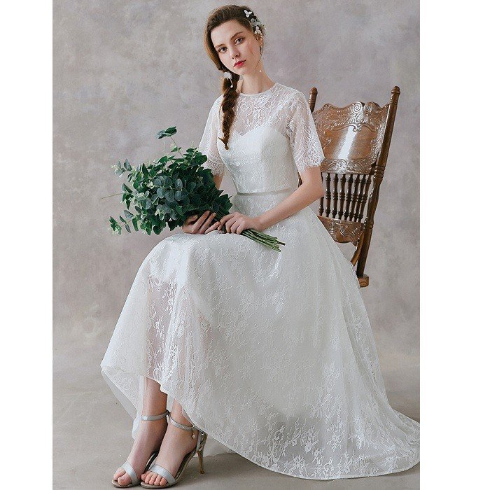 ミモレ丈ドレス 二次会 ウェディグドレス 花嫁 パーティドレス 結婚式 白 ワンピース 演奏会 大きいサイズ ドレス 発表会 ボレロ ドレス 2点セット前撮り