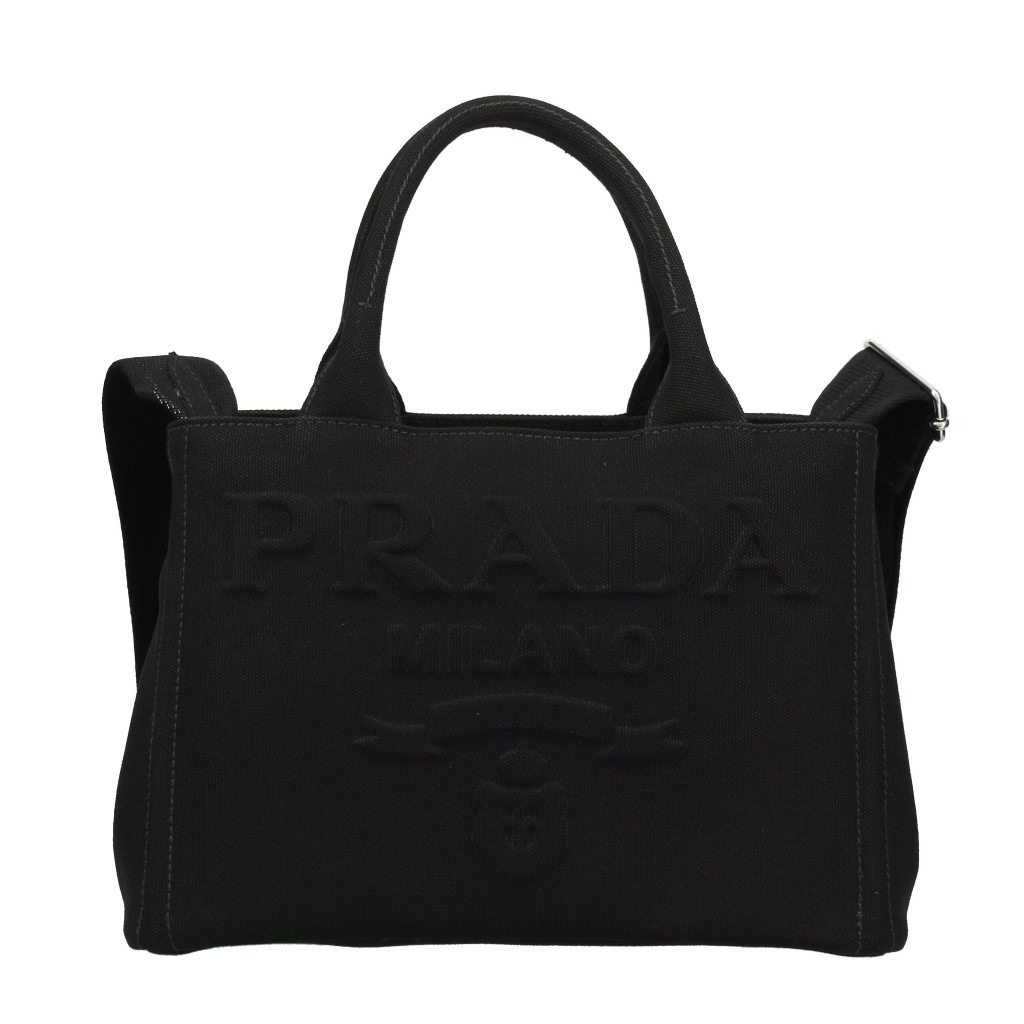 PRADA 1BG439 CANAPA KAO/NER プラダ 2WAYバッグ コットン ブラック/シルバー