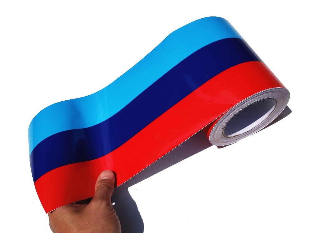 国旗ステッカー (Ｍカラー) 幅15cm×10メートル 延長可能 トリコカラー ラインテープ 長さ1000cm 艶有り グロスカラー カッティング可能シート 10m