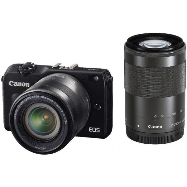 【中古】キヤノン Canon EOS M2 ダブルズームキット ブラック SDカード付き