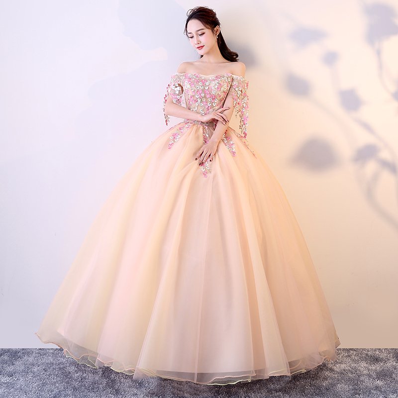 演奏会用ロングドレス ウェディングドレス カラードレス 結婚式 ２次会 演奏会 二次会 ピンク ロン