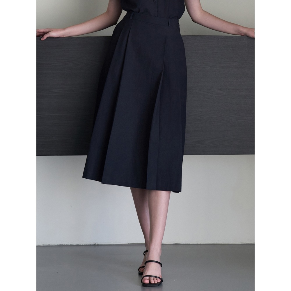 アムールモイエールサンドピンタックスカートネイビー amr1814