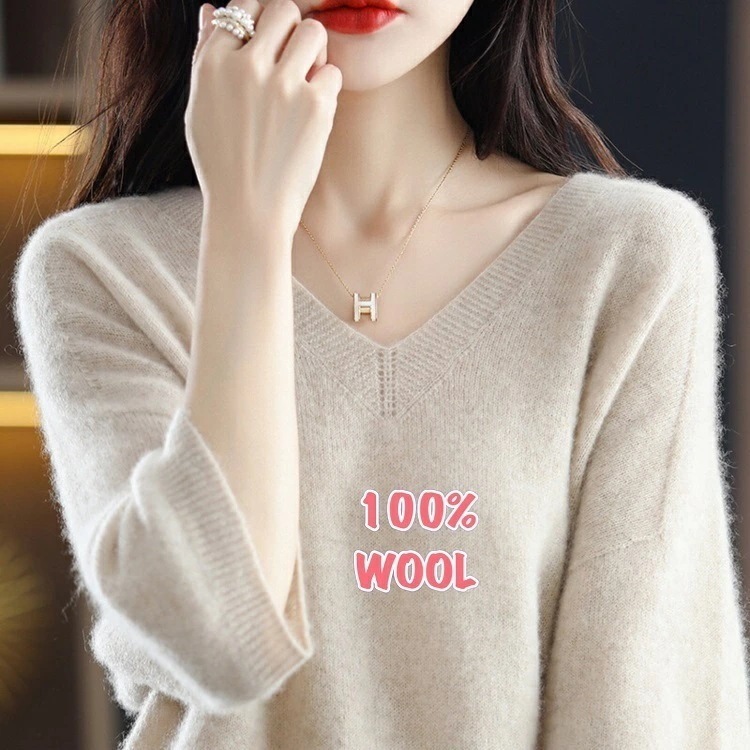 【即納】Vネック 5分袖 ゆったり100%ウール サマーニット Tシャツ レディース 春 夏 トップス セーター レディース Vネック ニット Vネックセーター 薄手 無地 シンプル 春 夏 秋