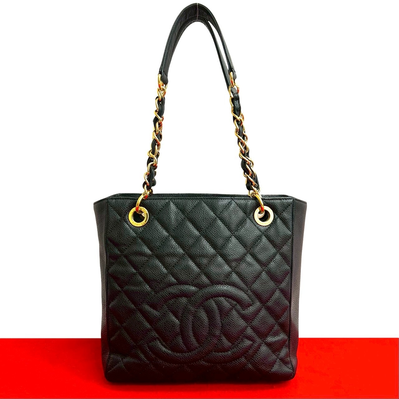 マトラッセ ココマークトートバッグ マットキャビアスキン ブラック 26338