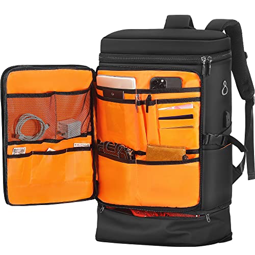 [AISFA] リュック メンズ 大容量 スポーツリュック 旅行 リュックサックビジネスリュック スクエア型 バックパック 防水17インチPC 2層式 拡張機能 靴/弁当収納 USB充電ポート付き 3