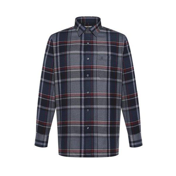 起毛ポリ混紡ラージチェックシャツ レギュラーフィット ネイビー___DKW2SHCL132N1