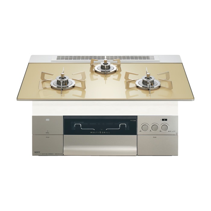 都市ガス用 75cm天板ビルトインコンロ PROGRE FLAT シャンパンゴールド N3S23PWASFSTESC-13A
