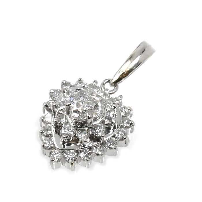 Pt900プラチナ ペンダントトップ ダイヤモンド0.20ct/0.37ct 2.6g レディース 中古