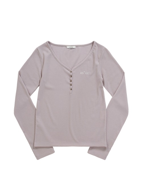 【AS"ON】 WISH RIBBED BUTTON TEE / PINK 正規品