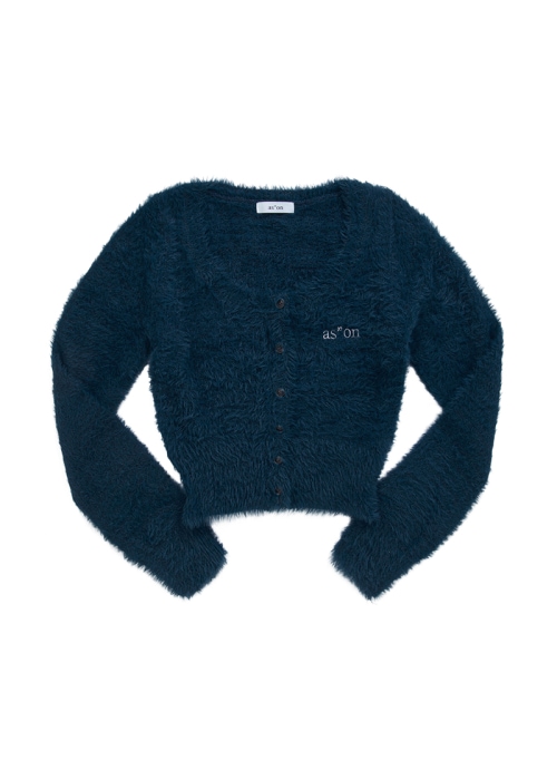【AS"ON】 NIA HAIRY CARDIGAN / BLUE-GREEN 正規品