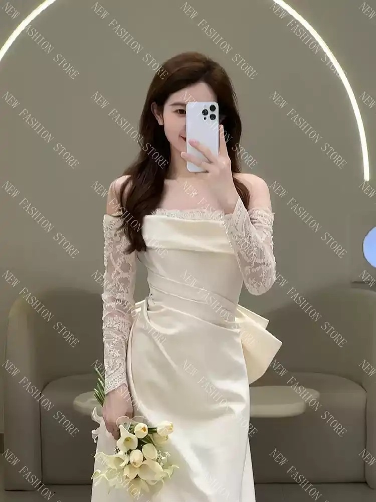 ウエディングドレスドレススカートワンショルダー長袖ワンピース-94 12,728円