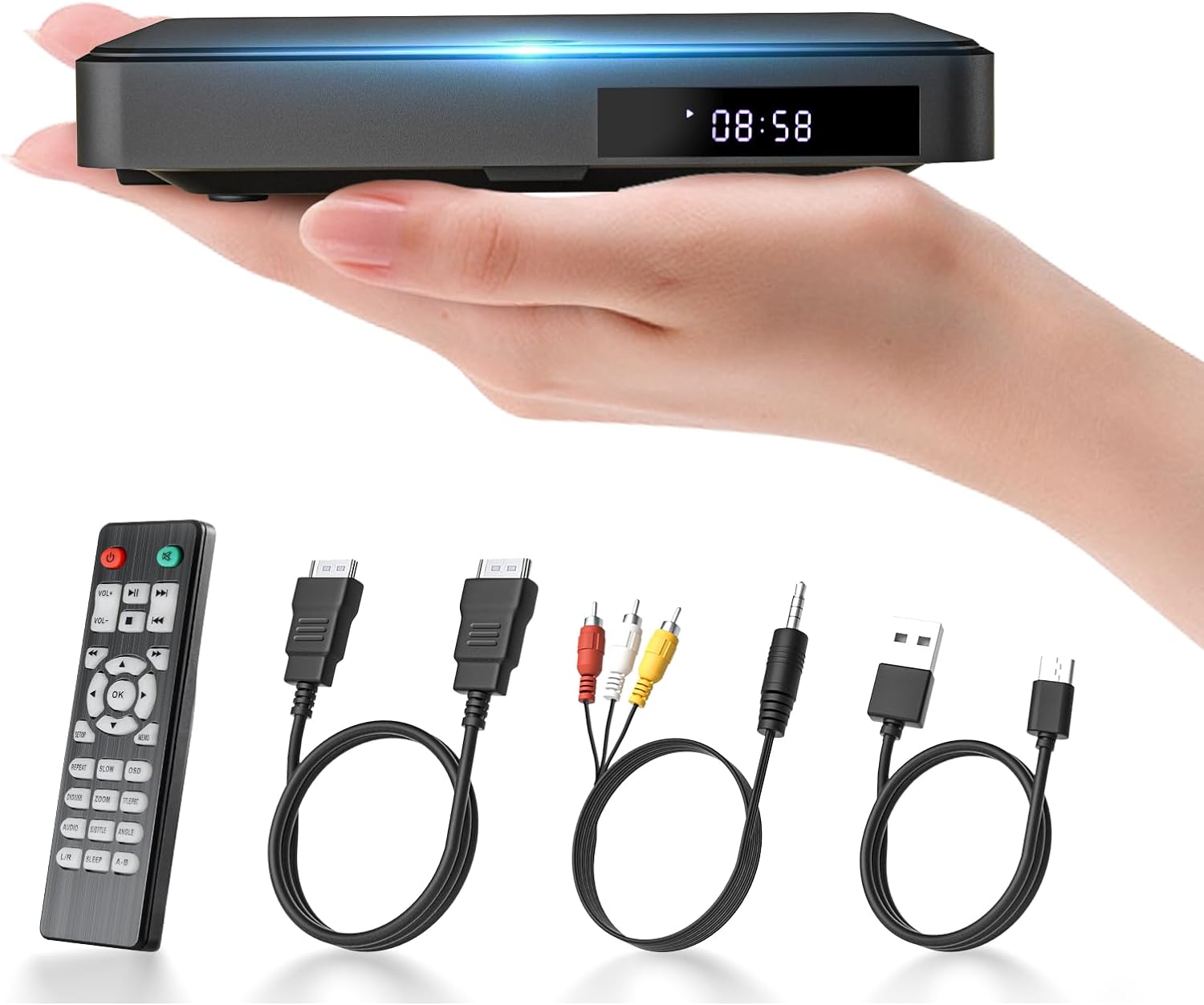 ミニDVDプレーヤー 携帯式DVDプレーヤー リージョンフリー CPRM対応 テレビやプロジェクターなどに接続して再生可能 USB給電