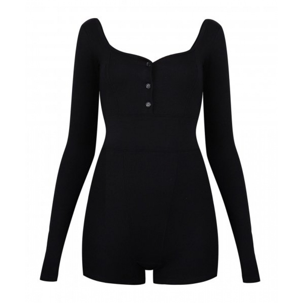 バッドブラッドコットンリップレオタード-ブラック