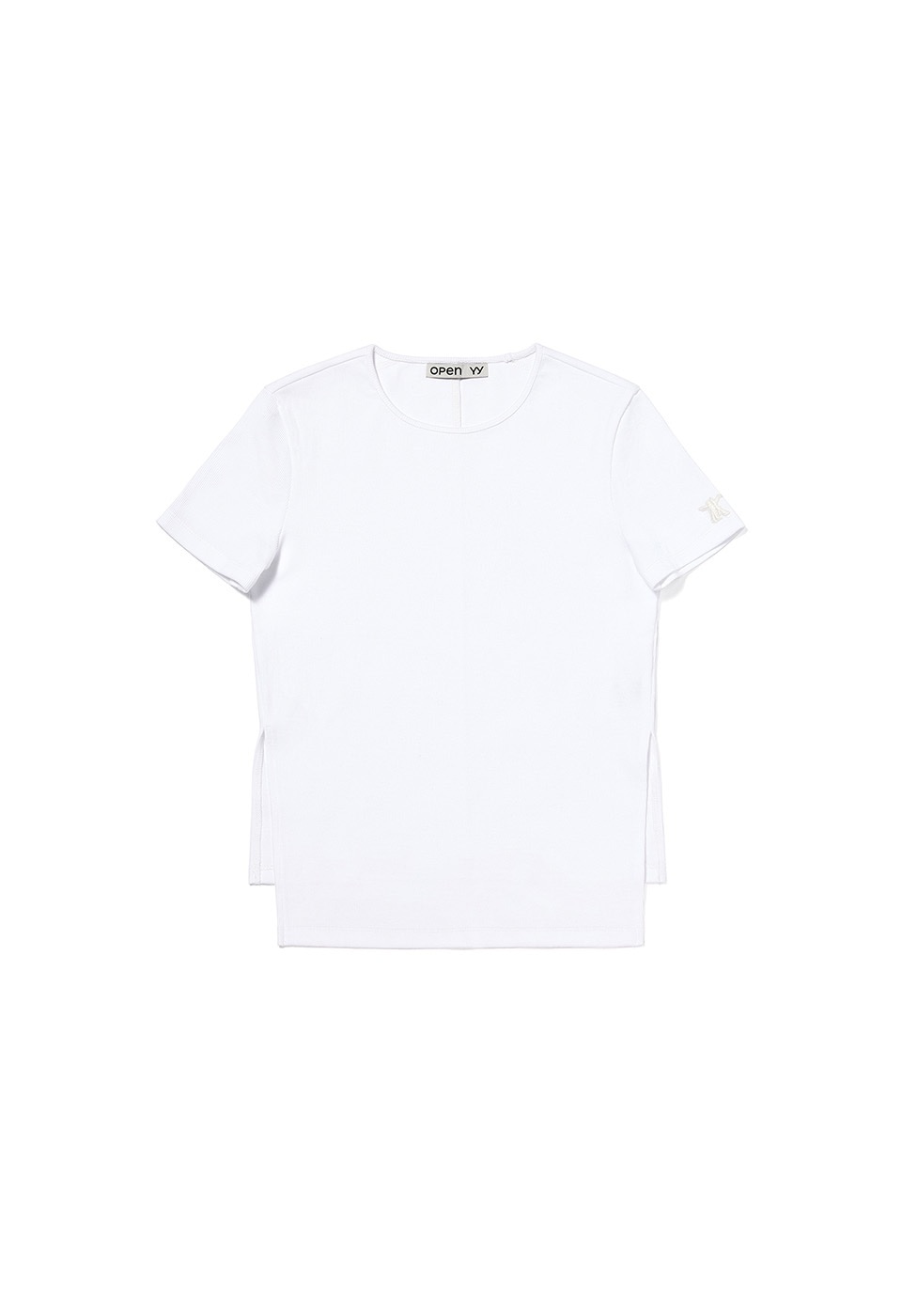 【OPEN Yy】 RIBBED SIDE SLIT TOP : WHITE
