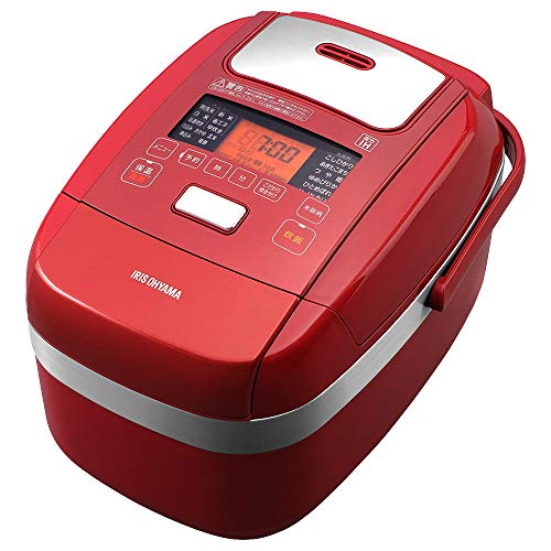 アイリスオーヤマ 炊飯器 5.5合 圧力IH式 メタリックレッド 圧力IH式 銘柄炊き分け機能 極厚火釜 蒸しプレート付き 玄米 赤 デザイン