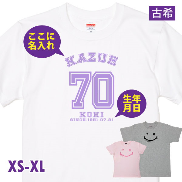 Ｂ４　12名様　古希祝い　郵送前確認あり Qoo10] 古希 祝い 名入れ ユニフォーム Tシャ