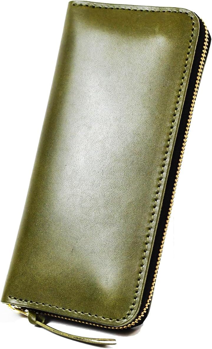 atelierCODEL 長財布 ラウンドファスナー 栃木レザー メンズ 本革(カーキ)