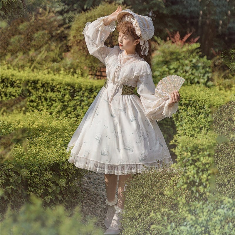 美人度アップ エレガント 小柄 リボン OP レース ボウタイ 少女 Lolita 文化祭 ロリータ ワンピース