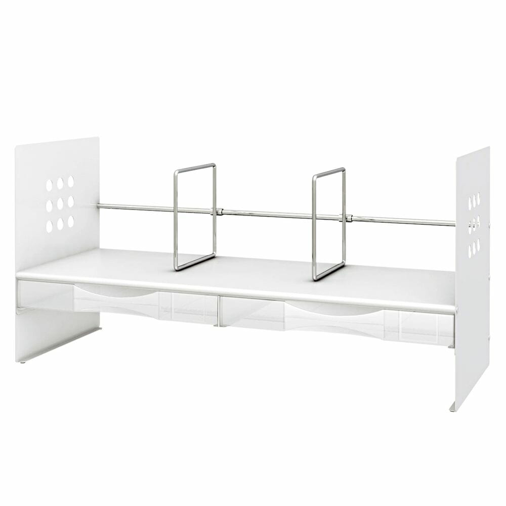 BSシリーズ 机上台 ブックスタンド スチール製 H型ケース付 開口65cm ホワイト BS-650HC