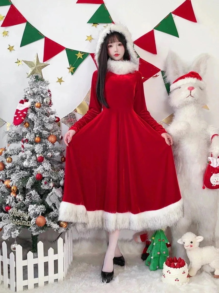 24クリスマス衣装サンタクロースのクリスマス衣装舞台パーティーパフォーマンス衣装ワンピース超おすすめ 25大人気YoutubeTiktokで話題