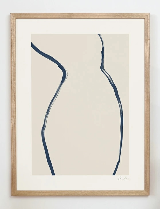 CARO CARO PRINTS Blue Nude Silhouette Art