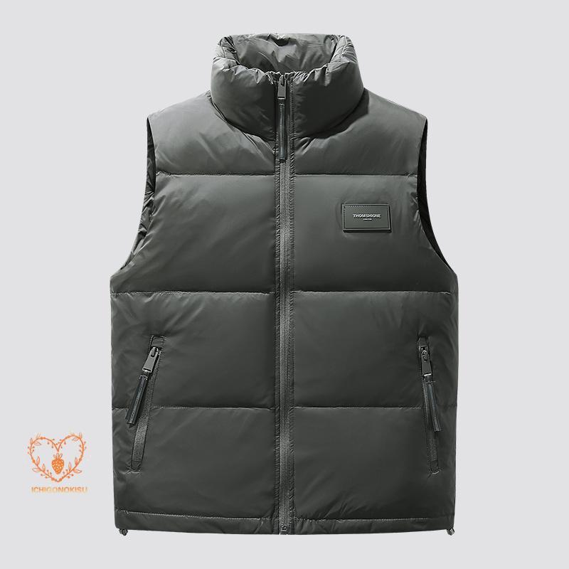 メンズ ダウンベスト ダウン入り 防寒 ハイネック 防風 大きいサイズ おしゃれ ワンポイント 作業 保温 ダウンジャケット アウトドア ワークマン 秋服 冬服