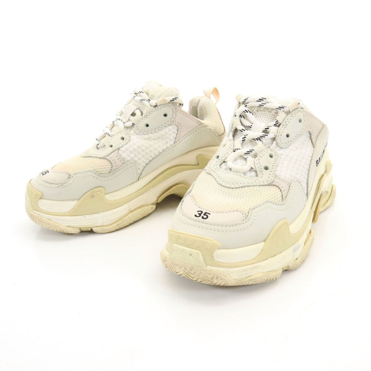 トリプルS スニーカー 23 アイボリー 524036 レディース 古着