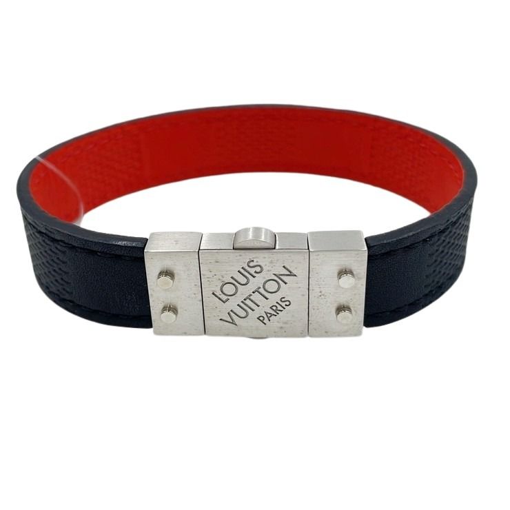 ブレスレット ブラスレチェックイット レザー M6673E リバーシブル シルバー金具 ブラック レッド バングル アクセサリー ブランド 小物 記念日プレゼント 誕生日【本物保証】