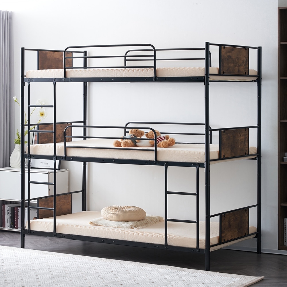 【国内即日発送】三段ベッド パイプベッド　分離可能 スチールベッド　子供部屋スチール 　耐震