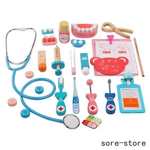 ごっこ遊びセット 医者さんプレイ 子供おもちゃ 薬箱 聴診器 温度計 プラスチック製 ドクターキット