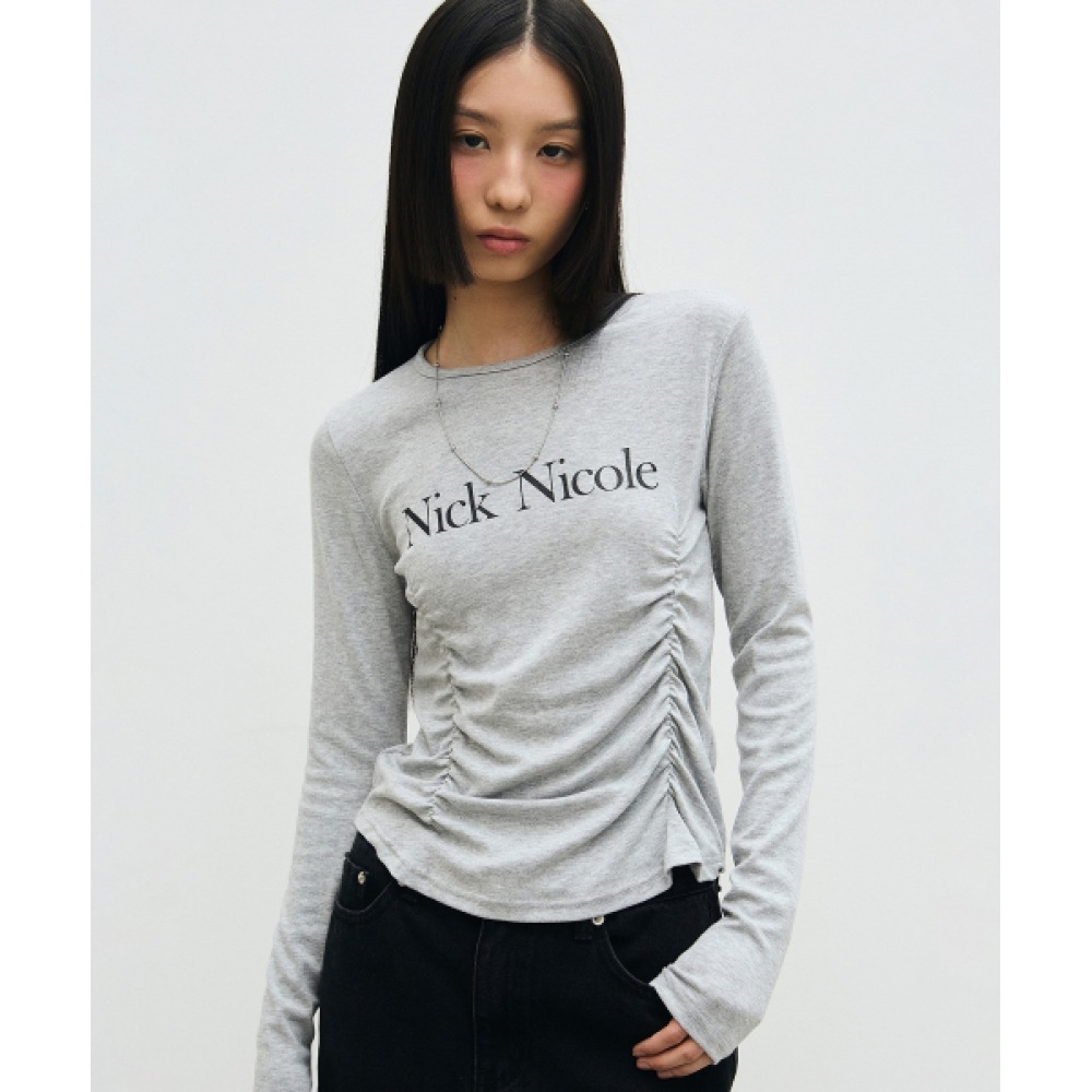 ニック&ニコールニコールピンタックシャーリングトップ_グレー