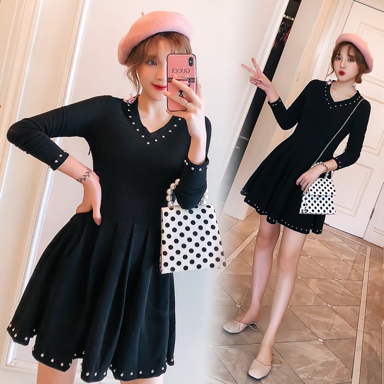 Vネックショートワンピース 長袖 Vネック スリムフィット ショートスカート ドレス ワンピース パーティー 殿堂 二次会 披露宴 お呼ばれ ブライダル お食事会 演奏会 女子会 ウェディング 旅行 発表会