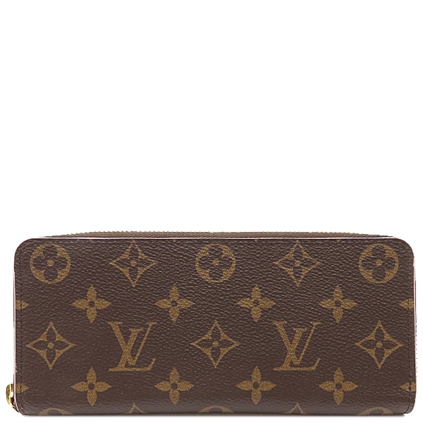 ルイヴィトン LOUIS VUITTON 長財布 ポルトフォイユ クレマンス モノグラムキャンバス モノグラム×フューシャ ゴールド金具 茶 ピンク ラウンドファスナー チャーム付き M64201 R