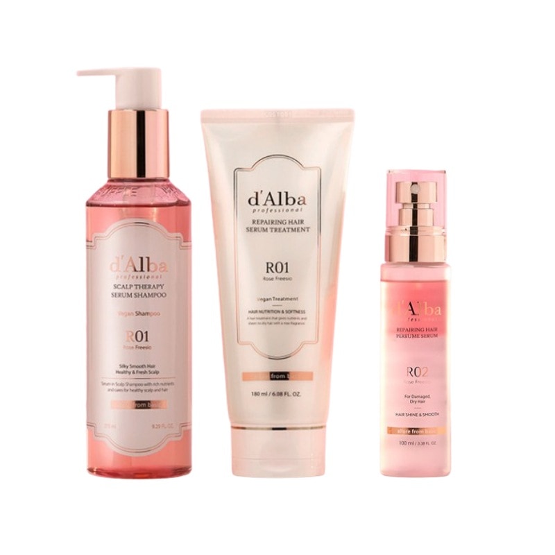 【ロゼヘア 3点（パフューム）セット】シャンプー 275ml＋トリートメント 180ml＋パフュームセラム 100ml/rose freesia/