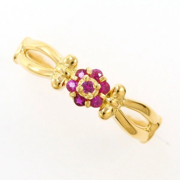 K18 18金 YG イエローゴールド リング 指輪 12号 ルビー ジュエリー 中古