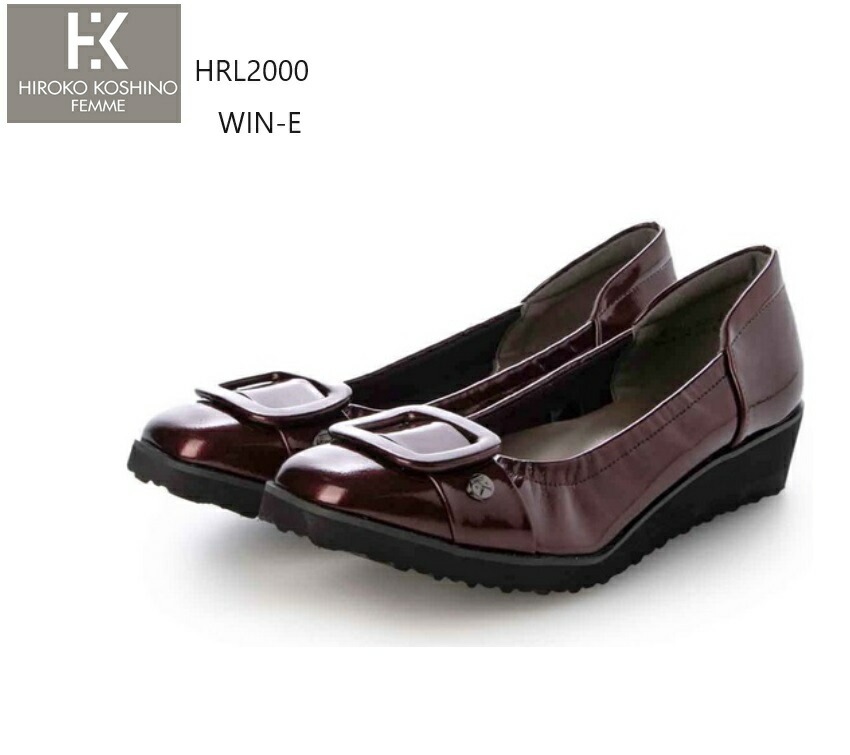 (ヒロコ コシノ)HRL2000 HIROKO KOSHINO レディス 撥水加工 ウエッジヒールエレガンスバックル付きカジュアルパンプス シャーリングゴムをあしらった