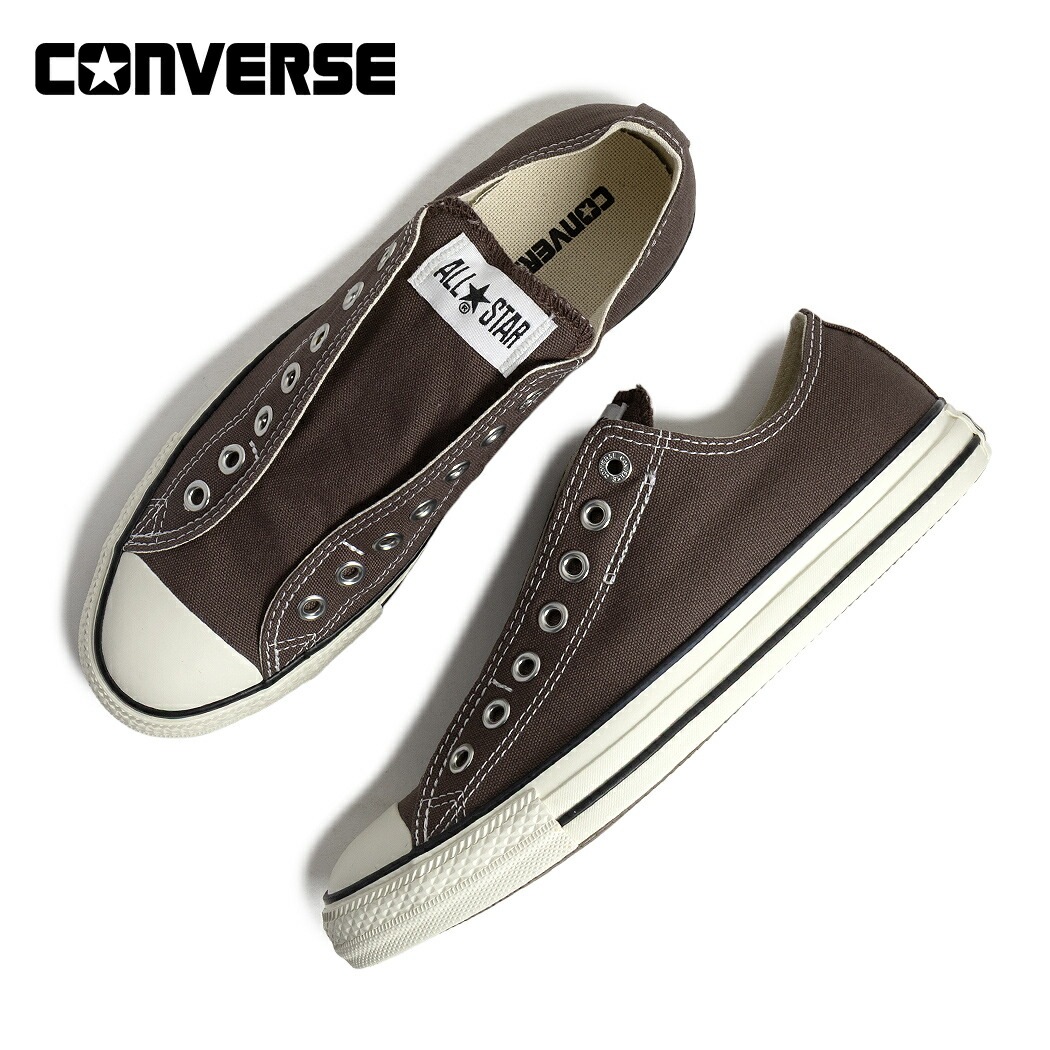 CONVERSE コンバース オールスター ALL STAR スリップ スニーカー SLIP N OX DARK BROWN ( ブラウン 茶色 スリッポン キャンバス ローカット メンズ 31317